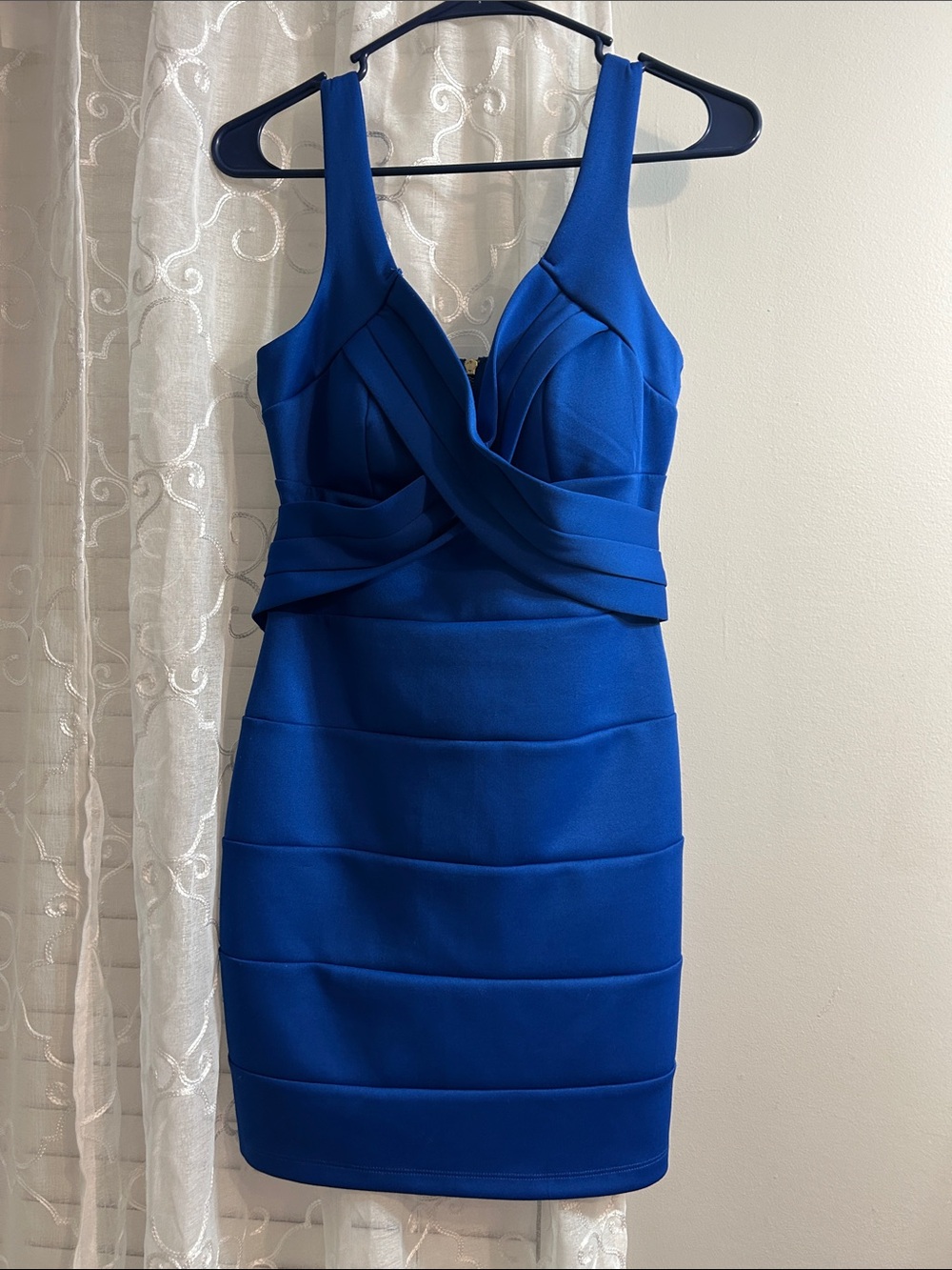 Women’s Royal Blue Bodycon Dress - Sleeveless V-Neck